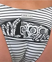 Lurking Class by Sketchy Tank Peeking Black & White Stripe High Leg Bikini Bottom