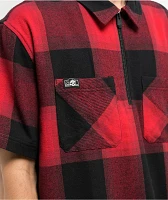 Lurking Class by Sketchy Tank Sin Flannel Red & Black Quarter Zip Work Shirt