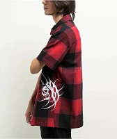 Lurking Class by Sketchy Tank Sin Flannel Red & Black Quarter Zip Work Shirt