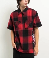 Lurking Class by Sketchy Tank Sin Flannel Red & Black Quarter Zip Work Shirt