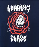 Lurking Class by Sketchy Tank Skull Rose Navy T-Shirt