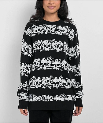 Lurking Class by Sketchy Tank Skull Stripe Black & White Sweater