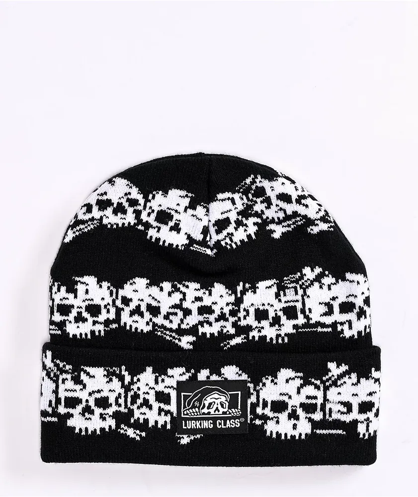 Lurking Class by Sketchy Tank Skull Stripe Black Beanie