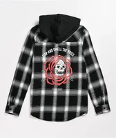 Lurking Class by Sketchy Tank Smell Roses Black Hooded Flannel Shirt