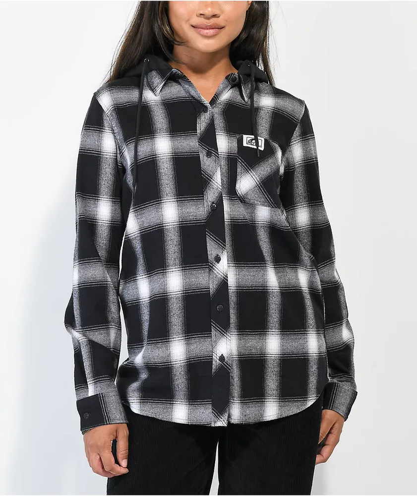 Lurking Class by Sketchy Tank Smell Roses Black Hooded Flannel Shirt