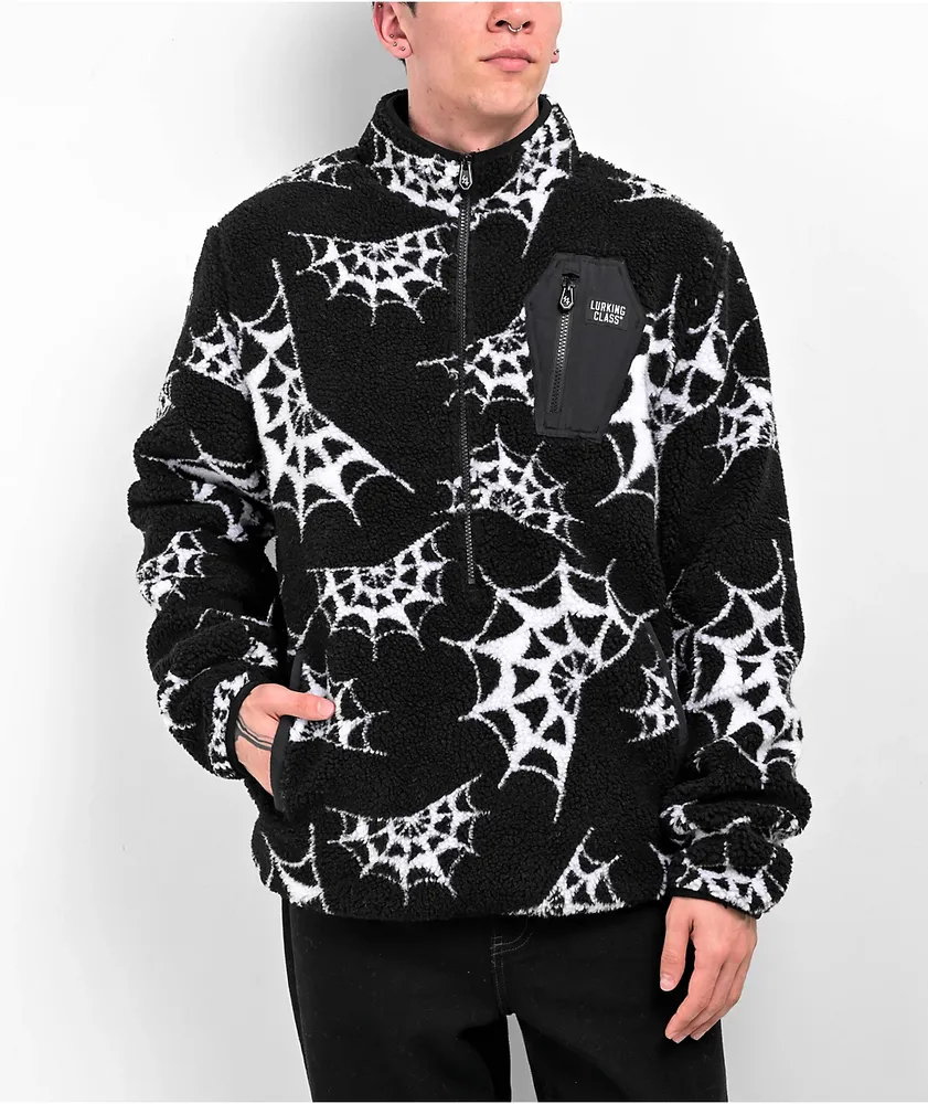 Black patterned fleece sweatshirt