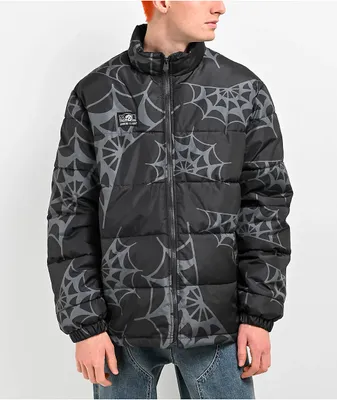 Lurking Class by Sketchy Tank Spider Web Black Puffer Jacket