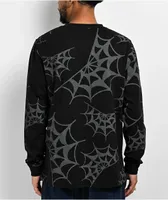 Lurking Class by Sketchy Tank Spider Webs Black Long Sleeve T-Shirt