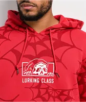 Lurking Class by Sketchy Tank Spider Webs Red Hoodie