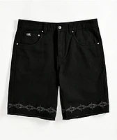 Lurking Class by Sketchy Tank Spiked Chain Black Denim Shorts