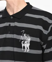 Lurking Class by Sketchy Tank Stallion Black & Grey Stripe Polo Shirt