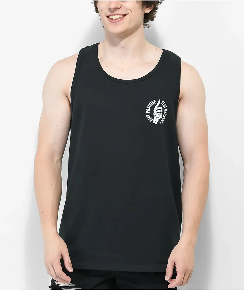 Lurking Class by Sketchy Tank Stay Positive 22 Black Tank Top