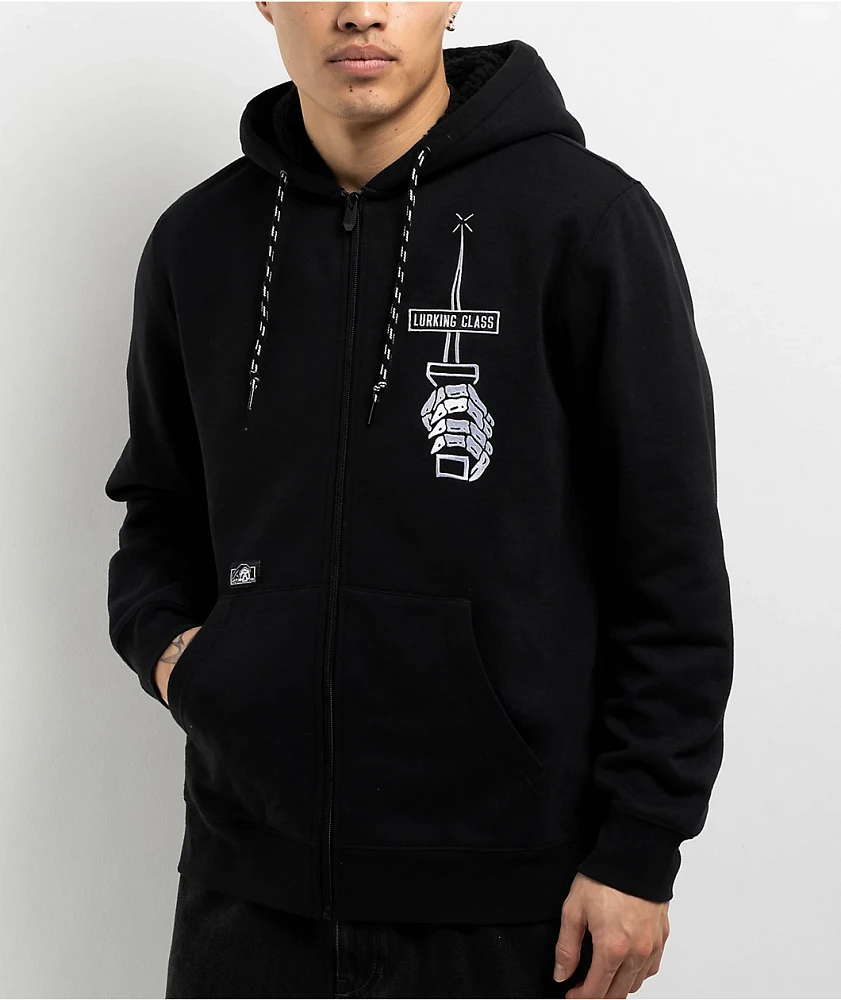 Lurking Class by Sketchy Tank Stay Sharp Black Zip Hoodie