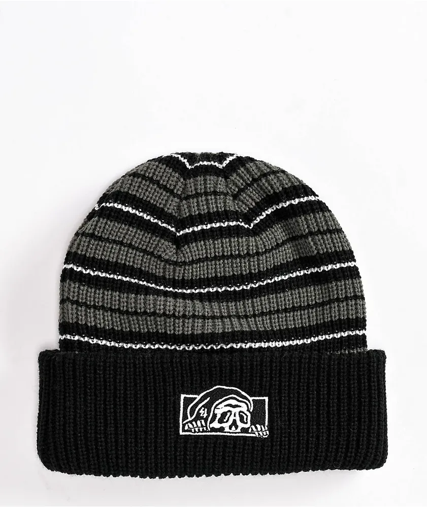 Lurking Class by Sketchy Tank Striped Lurker Box Logo Black & Green Beanie 