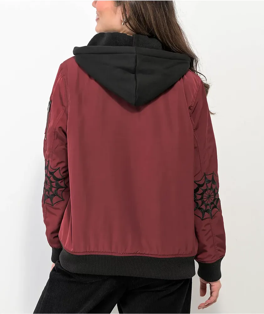 Lurking Class by Sketchy Tank Team Red Hooded Bomber Jacket