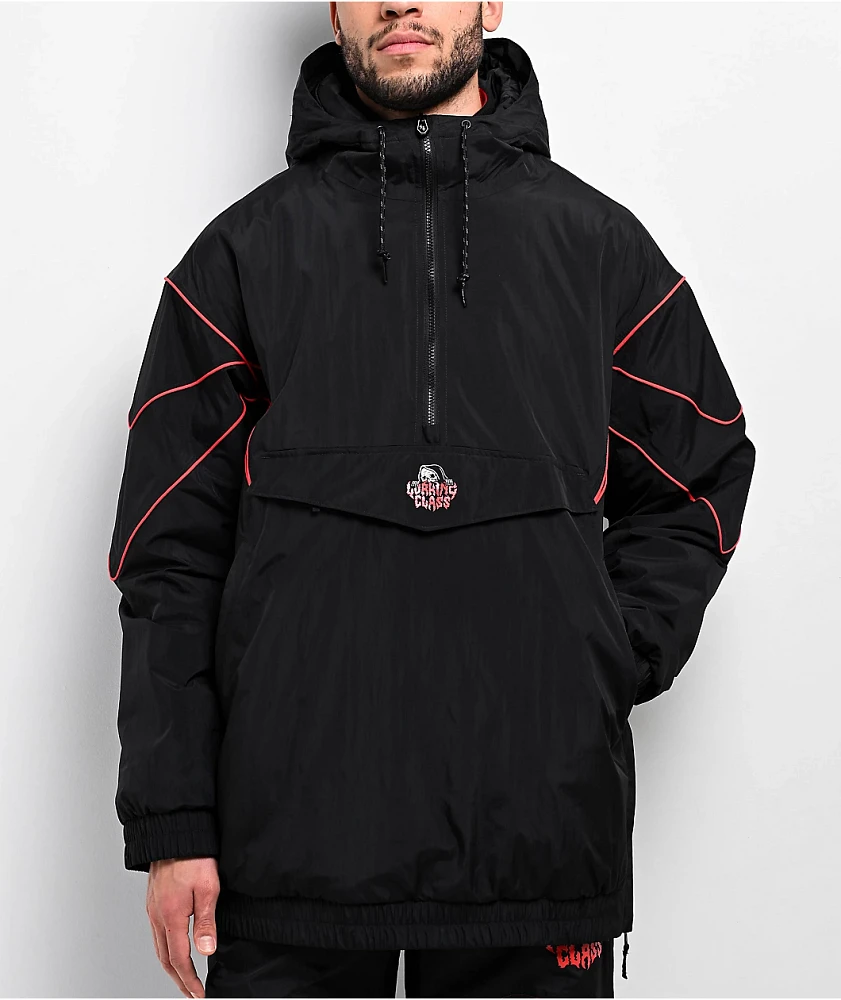 Lurking Class by Sketchy Tank Thorn Black & Poinsettia 10K Anorak Snowboard Jacket