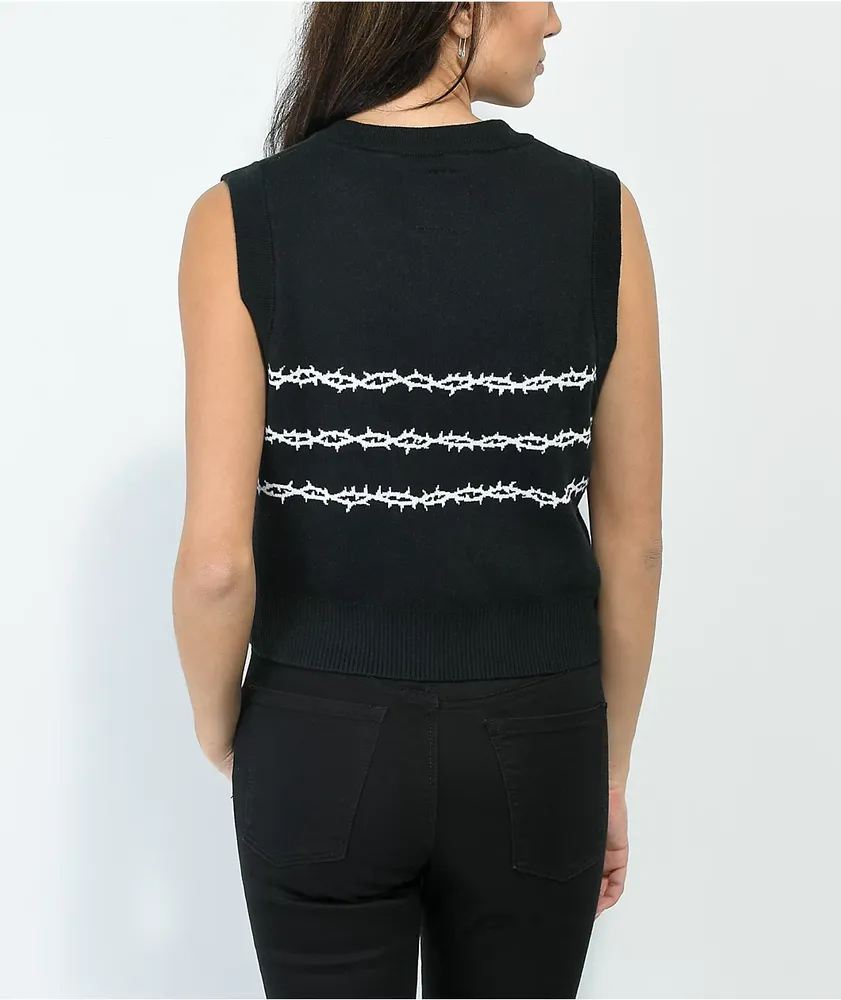 Lurking Class by Sketchy Tank Thorns Black Crop Sweater Vest