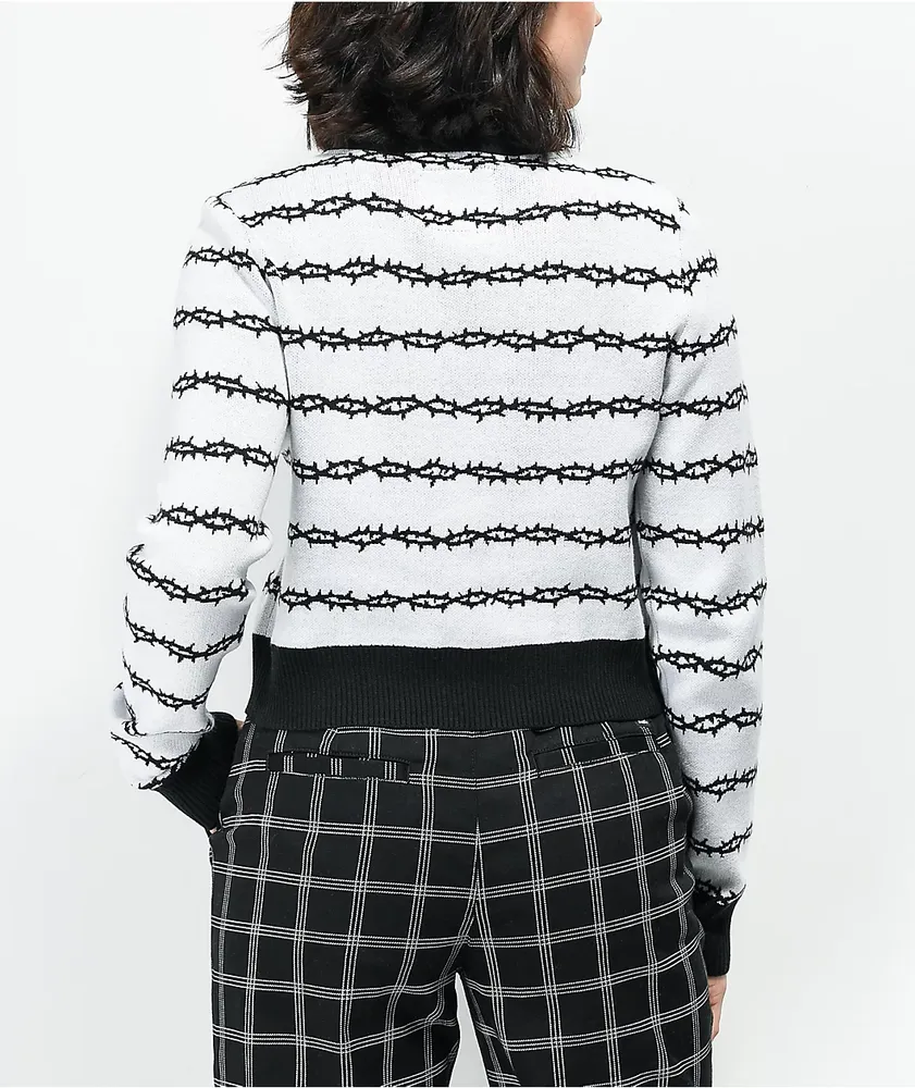 Lurking Class by Sketchy Tank Thorns White & Black Crop Sweater