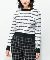 Lurking Class by Sketchy Tank Thorns White & Black Crop Sweater