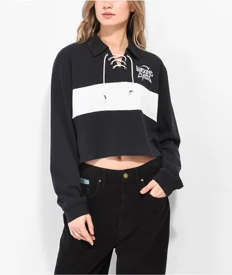 Lurking Class by Sketchy Tank Thrasher Black Crop Rugby Shirt