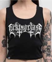Lurking Class by Sketchy Tank Tomb Black Lace Crop Tank Top