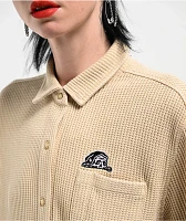 Lurking Class by Sketchy Tank Webs Khaki Long Sleeve Thermal Button Up Shirt