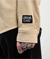 Lurking Class by Sketchy Tank Webs Khaki Long Sleeve Thermal Button Up Shirt