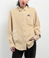 Lurking Class by Sketchy Tank Webs Khaki Long Sleeve Thermal Button Up Shirt