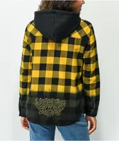 Lurking Class by Sketchy Tank Yellow & Black Dip Dye Hooded Flannel Shirt