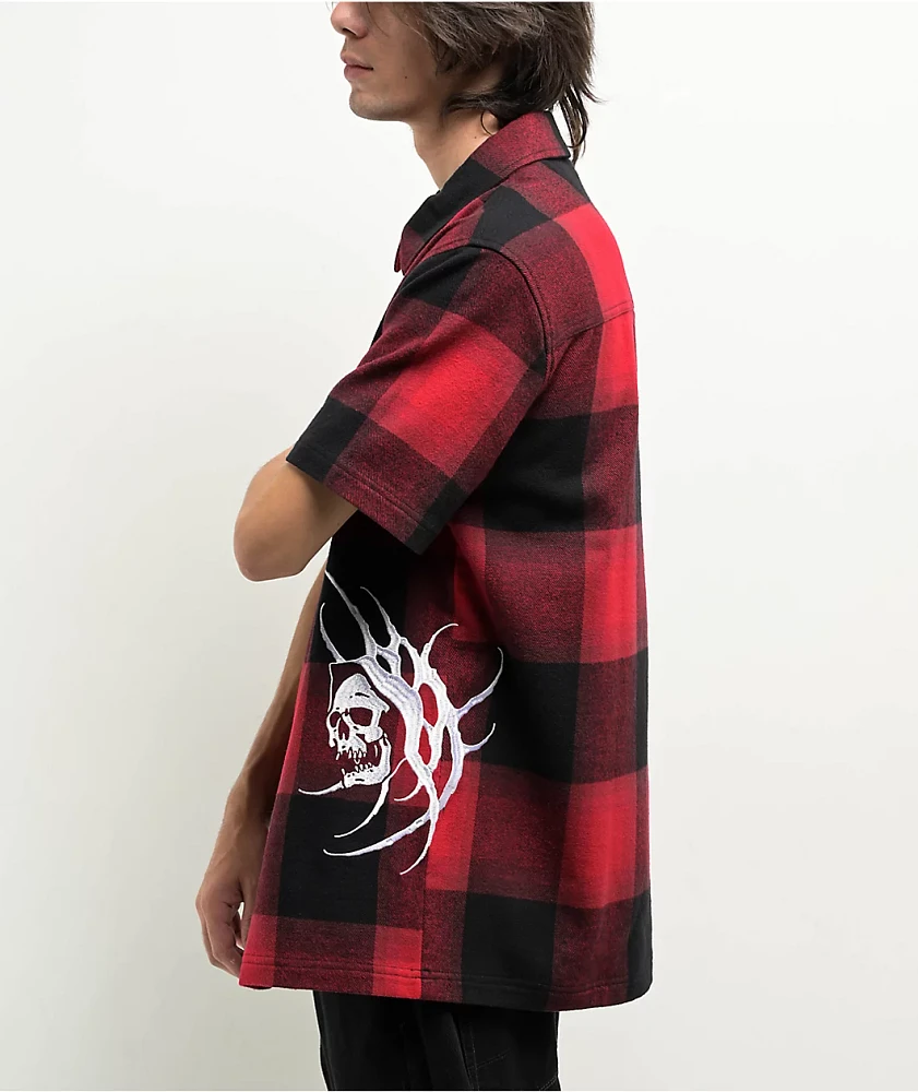 Lurking Class by Sketchy x Kyle Grand Sin Flannel Red & Black Quarter Zip Work Shirt