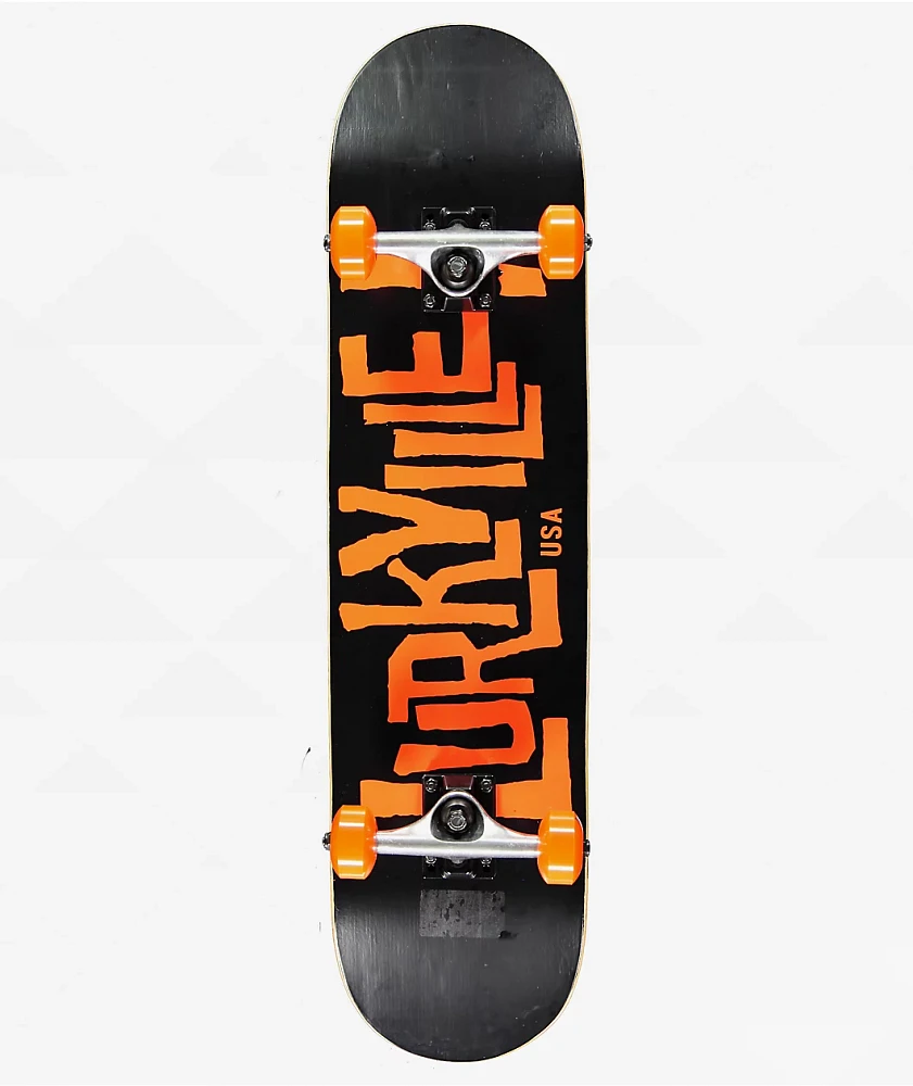 Lurkville Logo Black & Orange 7.75" Skateboard Complete