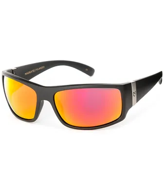 Madson Magnate Matte Black and Red Chrome Polarized Sunglasses