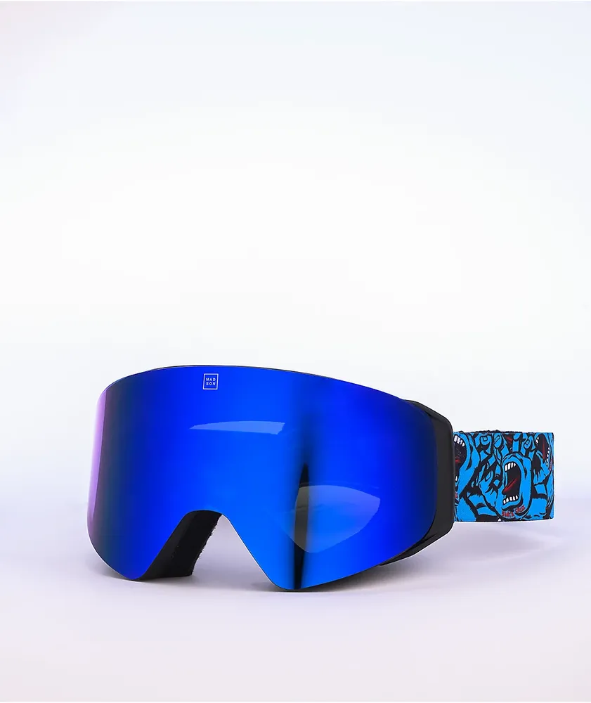 Madson x Santa Cruz Cylindro Screaming Hand Blue Snowboard Goggles