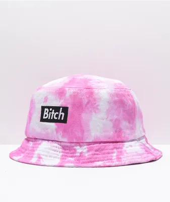Married To The Mob Bitch In A Box Pink Tie Dye Bucket Hat