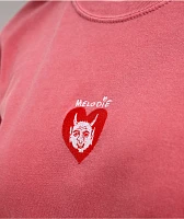 Melodie Cold Hearted Embroidered Boxy Red T-Shirt