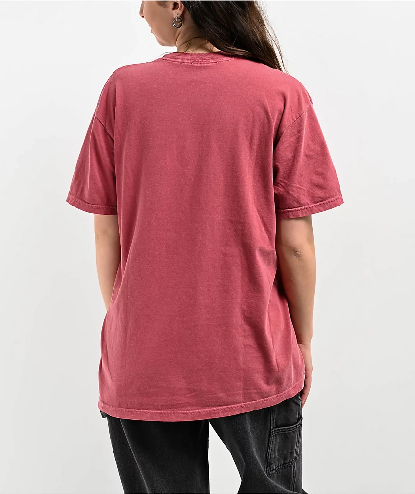 Melodie Cold Hearted Embroidered Boxy Red T-Shirt