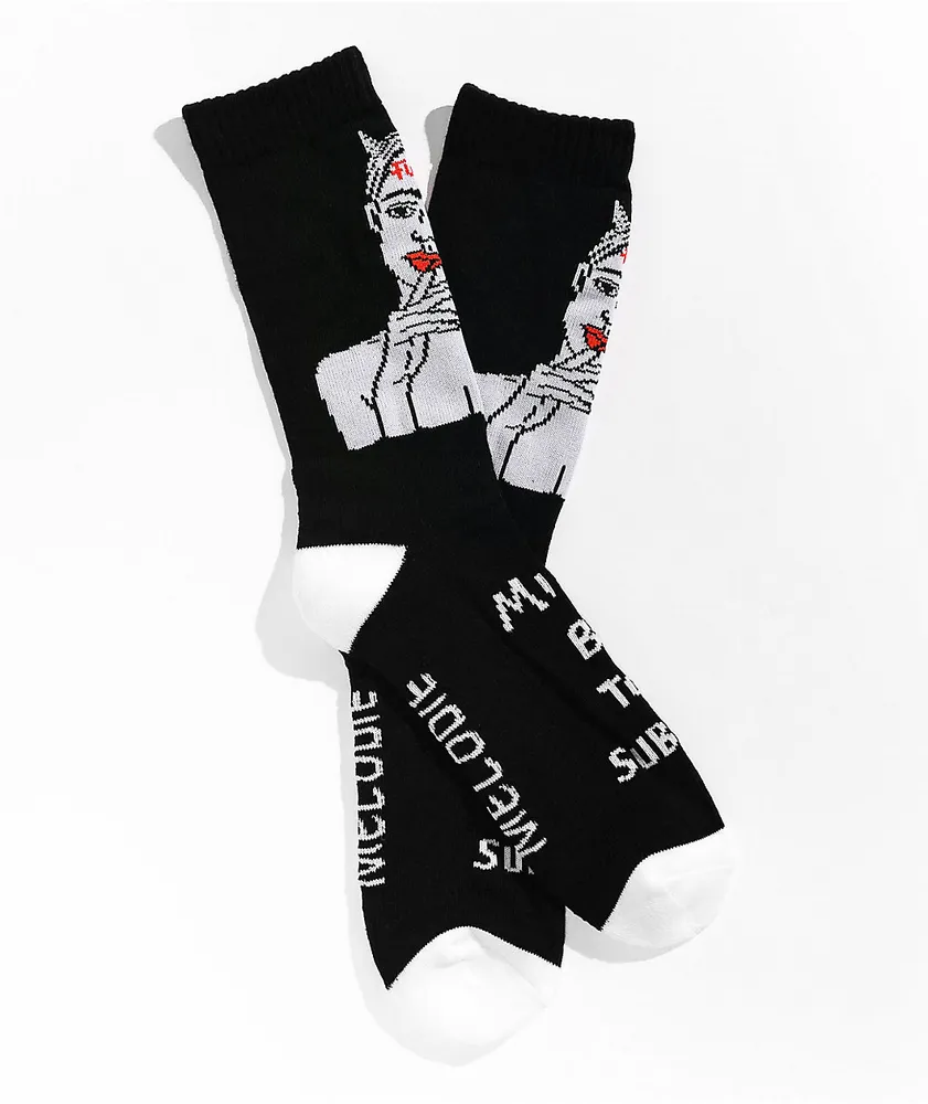 Melodie Too Subtle Black Crew Socks