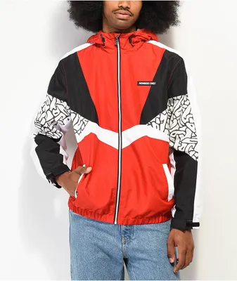 Member Only Color Block Reflective Red & White Windbreaker Jacket