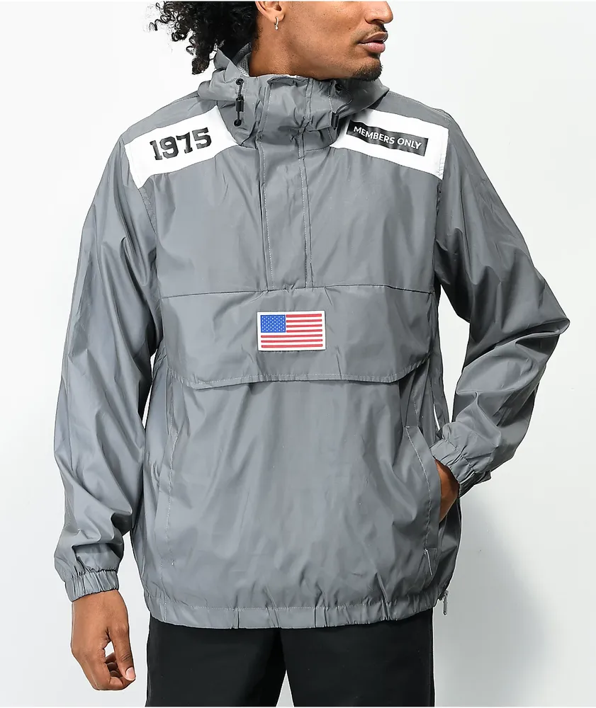 Members Only Space Suit Silver Reflective Pullover Jacket