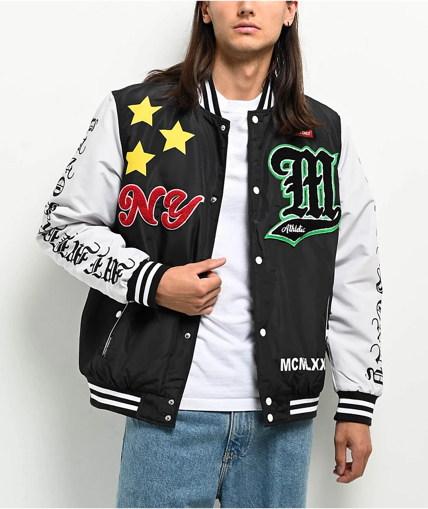 Members Only Black & White Varsity Jacket