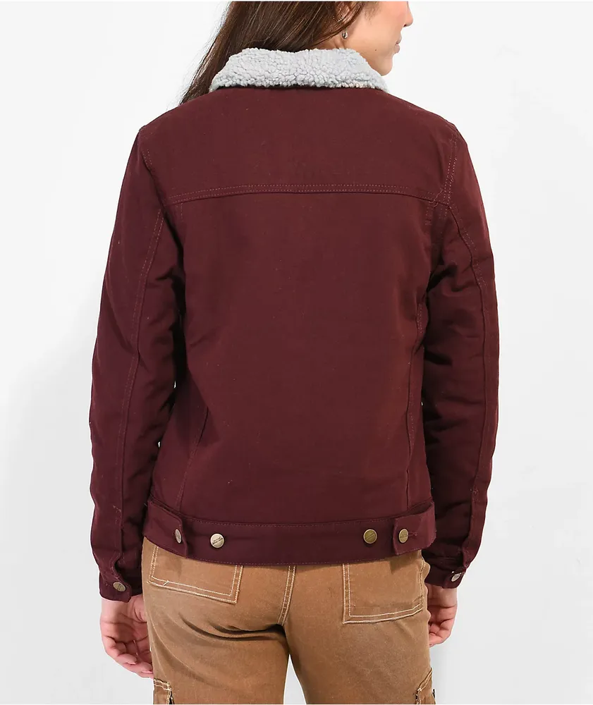 Members Only Burgundy Sherpa Trucker Jacket