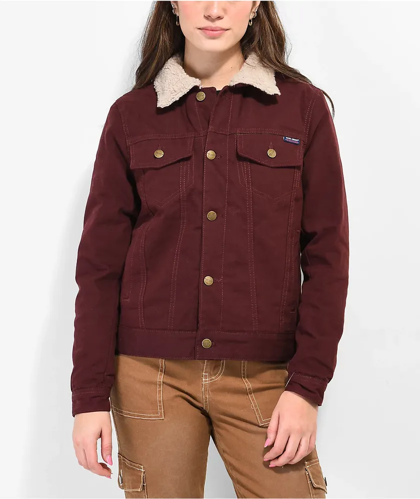 Members Only Burgundy Sherpa Trucker Jacket