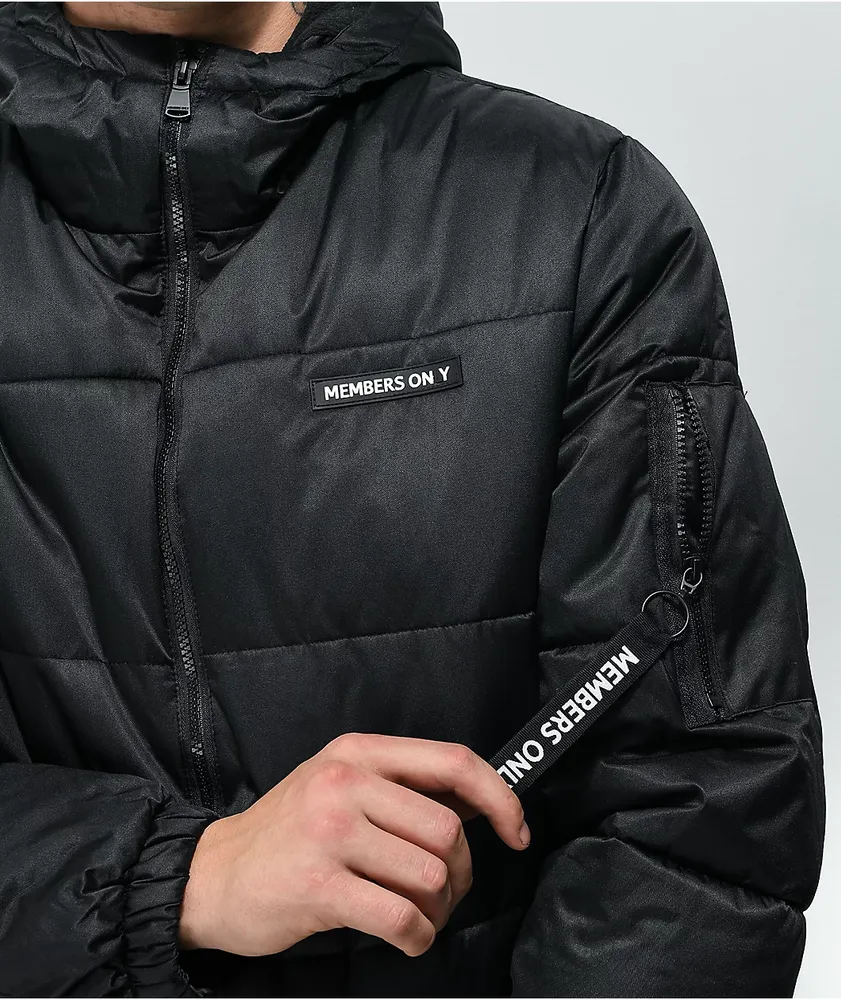 Members Only Classic Black Hooded Puffer Jacket