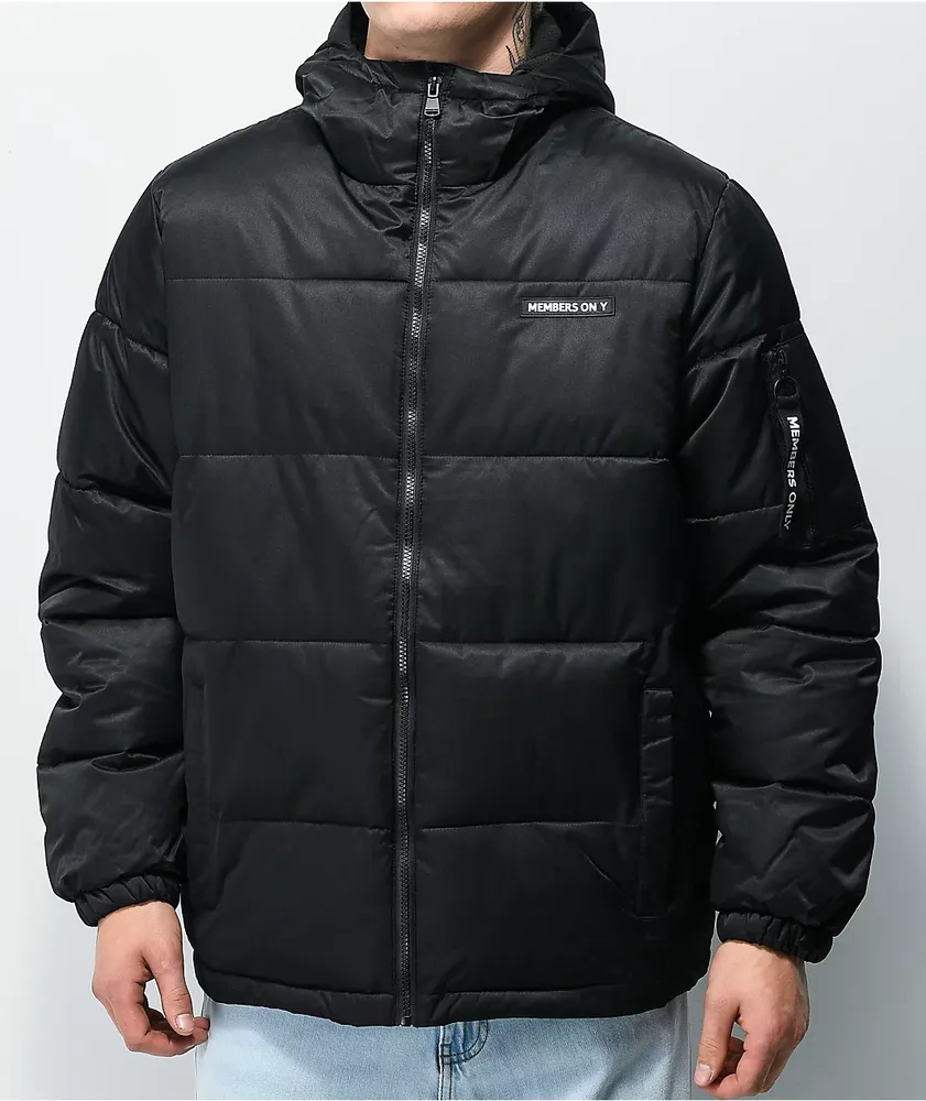 Members Only Classic Black Hooded Puffer Jacket