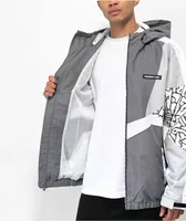 Members Only Color Block Reflective Grey & White Windbreaker Jacket
