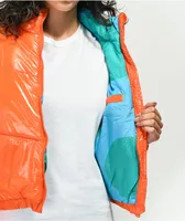 Members Only Hi Shine Orange Puffer Jacket