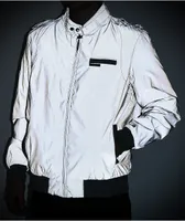 Members Only Iconic Grey Reflective Racer Jacket