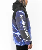 Members Only Lightning Blue Hooded Puffer Jacket