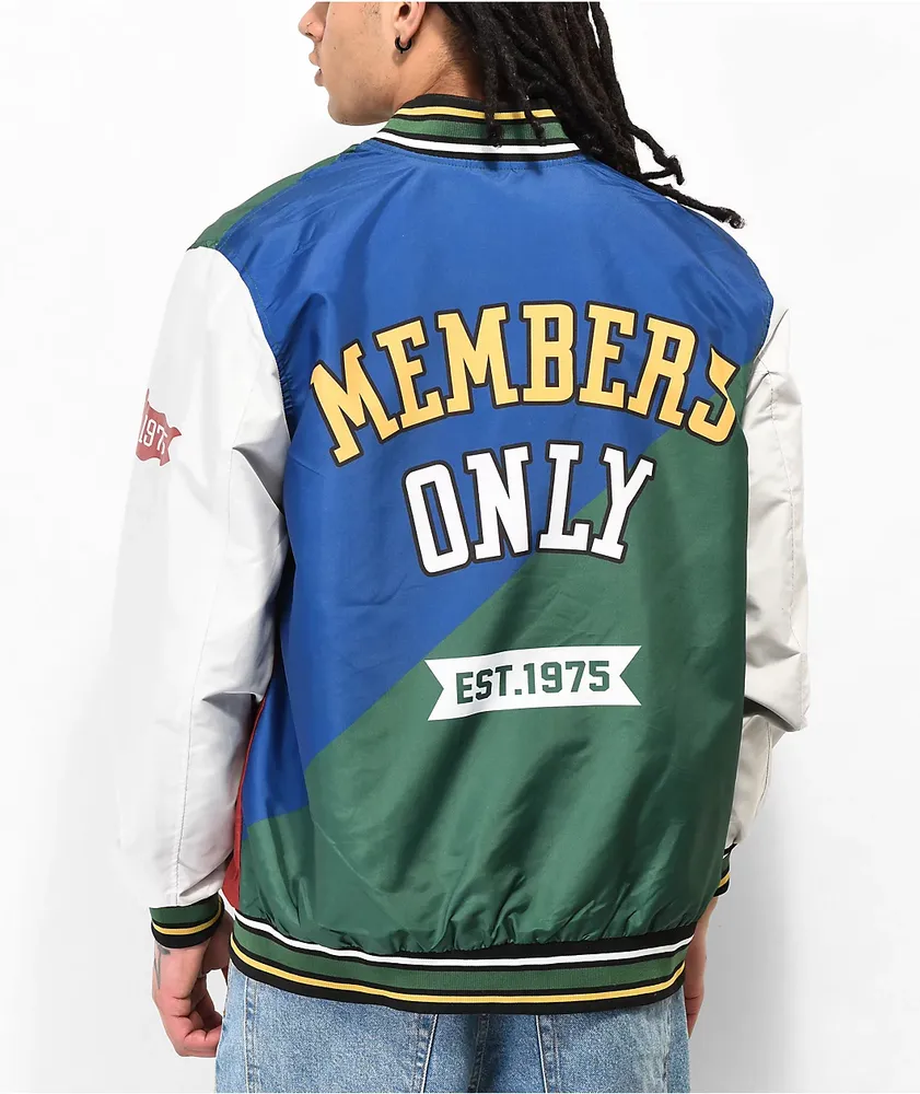 Members Only NY Blue, Green & Red Letterman Jacket