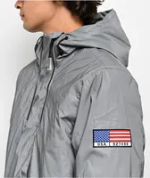 Members Only Silver Reflective Windbreaker Jacket